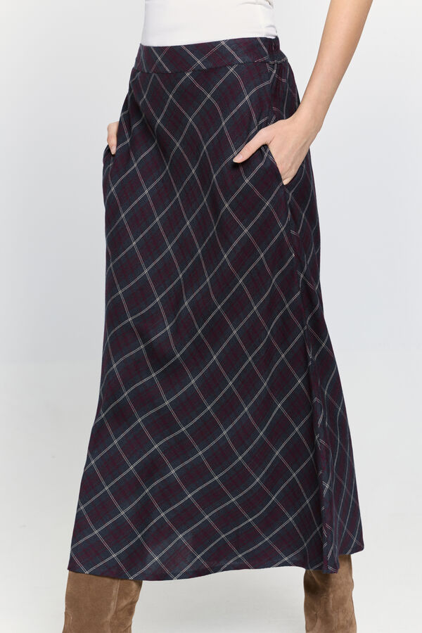 Milano Saia midi xadrez saia Bordeaux