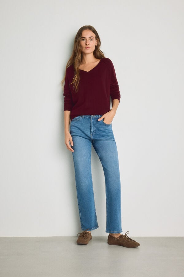 Milano Camisola gola em bico Bordeaux