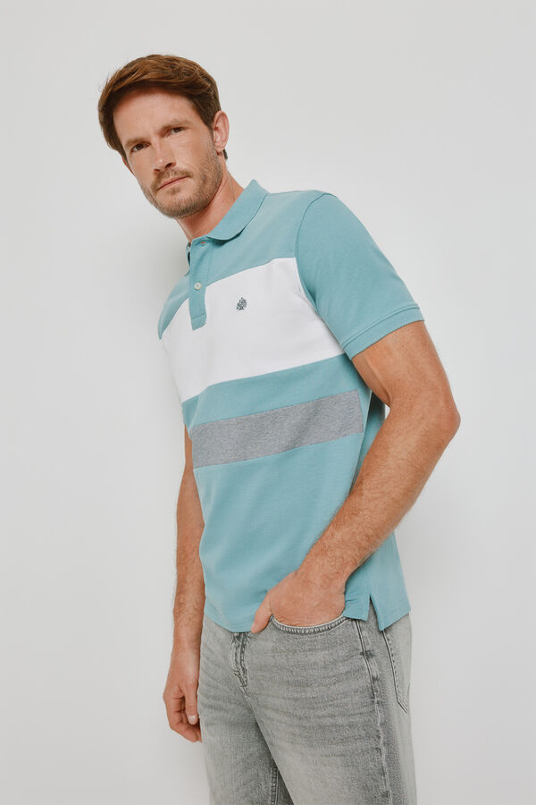 Springfield Polo de riscas de manga curta Azul