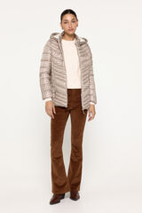 Milano Sobretudo acolchoado em tecido estampado com capuz Estampado bronzeada