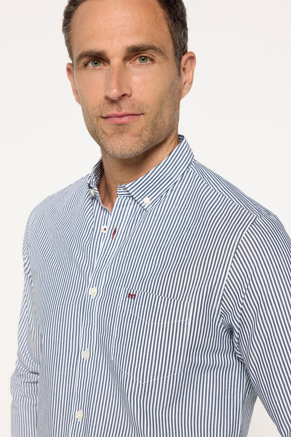 Milano Camisa Popel&iacute;n Rayas Azul
