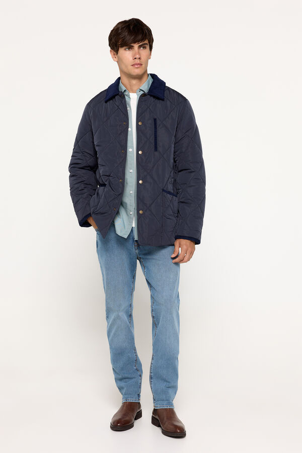 Milano Jaqueta gola veludo Marinho