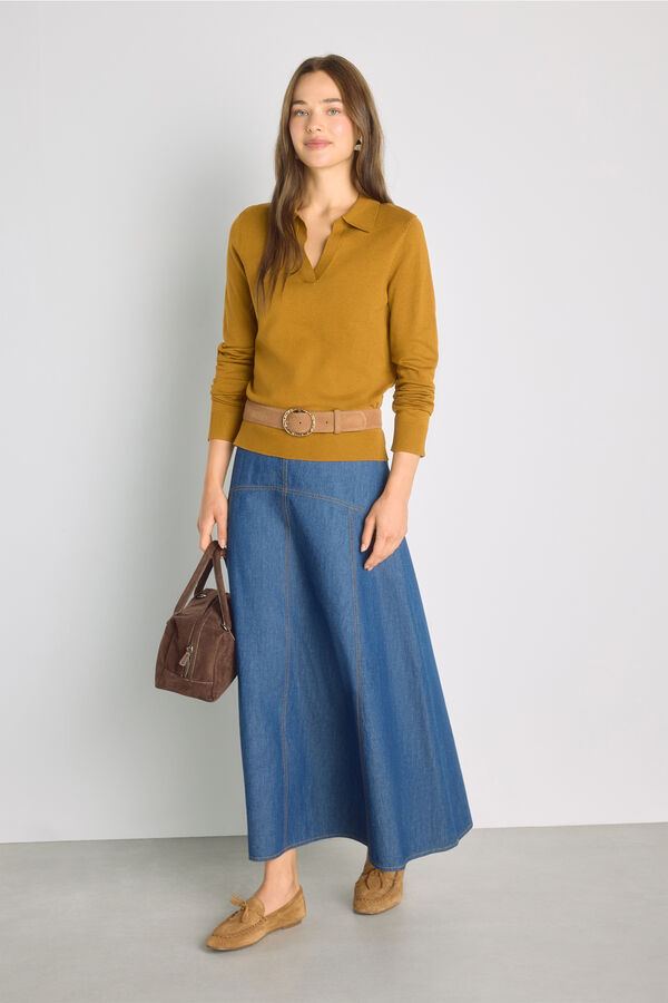 Milano Camisola gola polo Castanho
