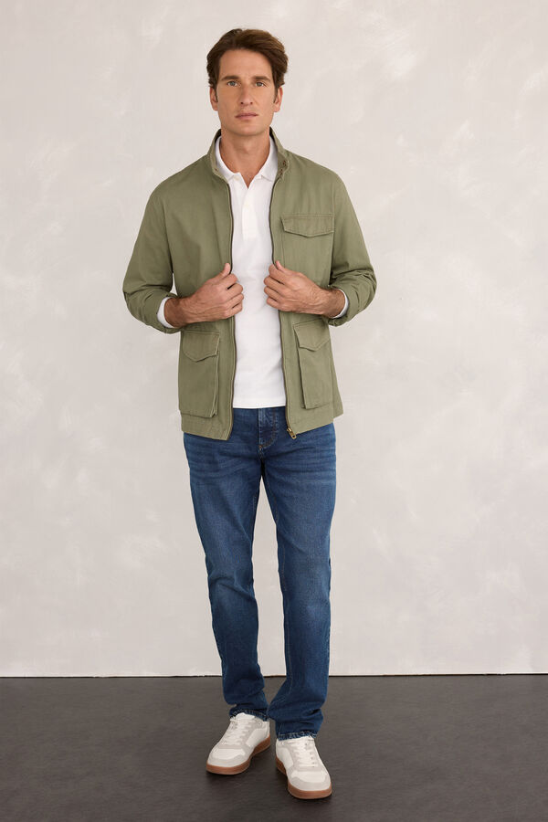 Milano Chaqueta Bolsillos Kaki Oscuro