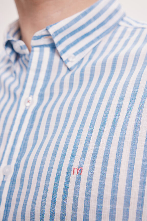 Milano Camisa Slub Rayas Azul