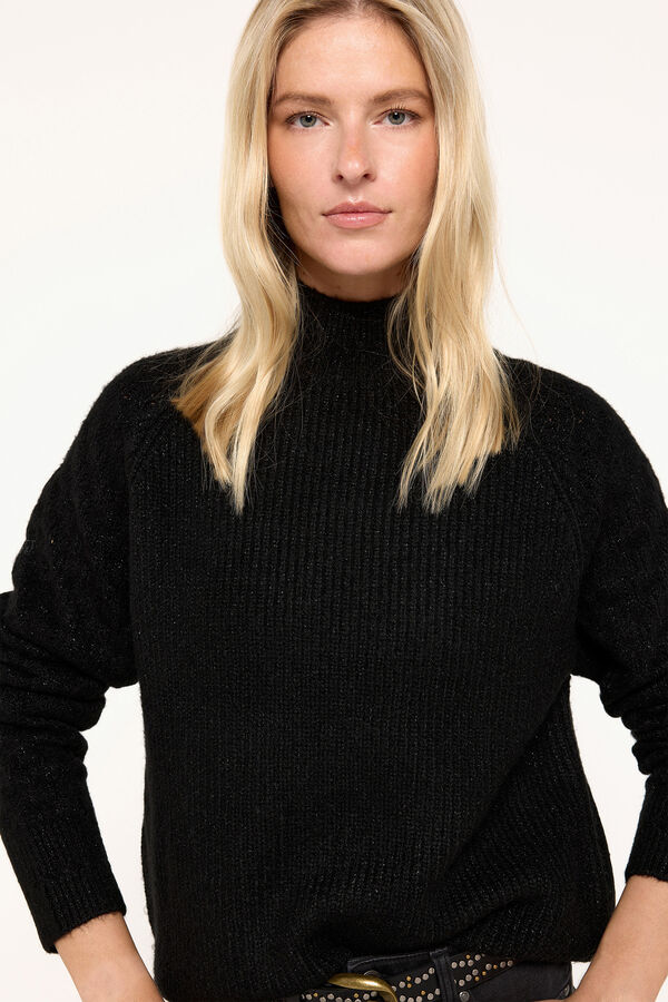 Milano Jersey grueso calado hilo lurex Negro