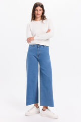 Milano Calça jeans culotte de cintura alta Azul indigo