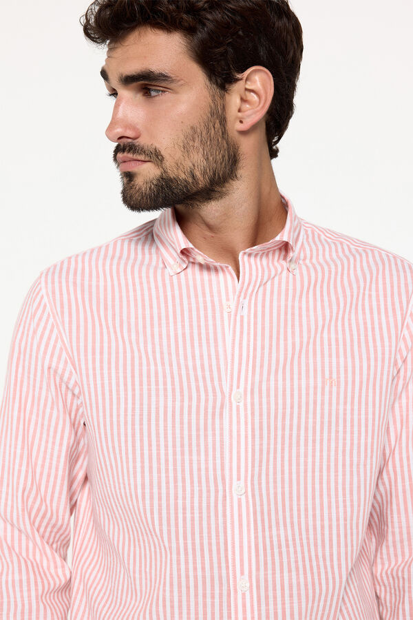 Fifty Outlet Camisa malha slub riscas Estampado vermelho