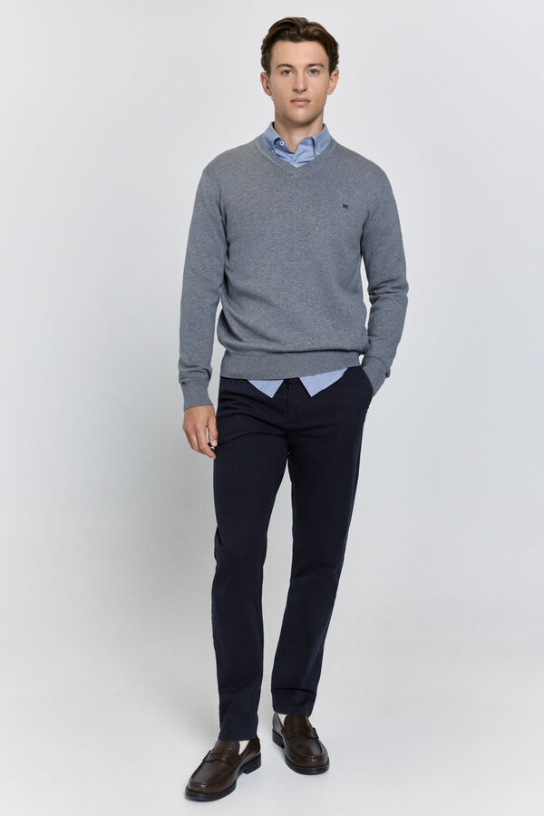 Pedro del Hierro Jersey básico cuello pico Gris Claro