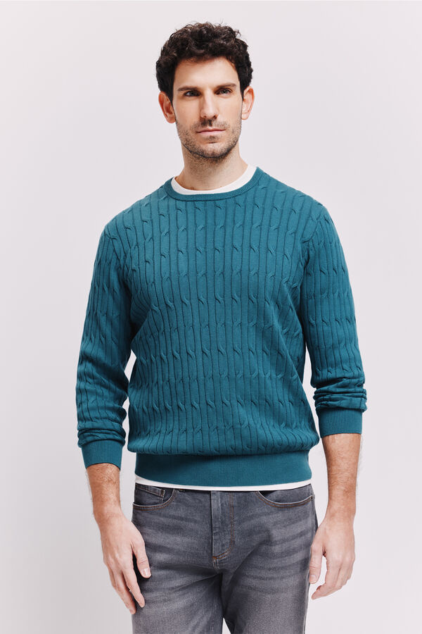 Milano Jersey cuello caja Azul