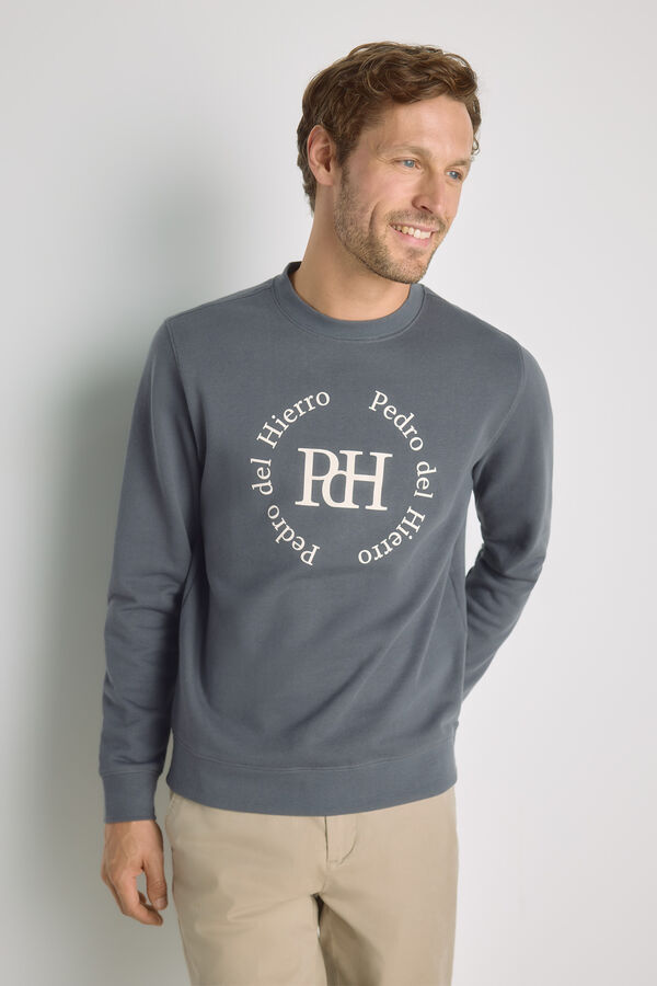 Pedro del Hierro Sudadera cuello redondo con logo Gris Oscuro