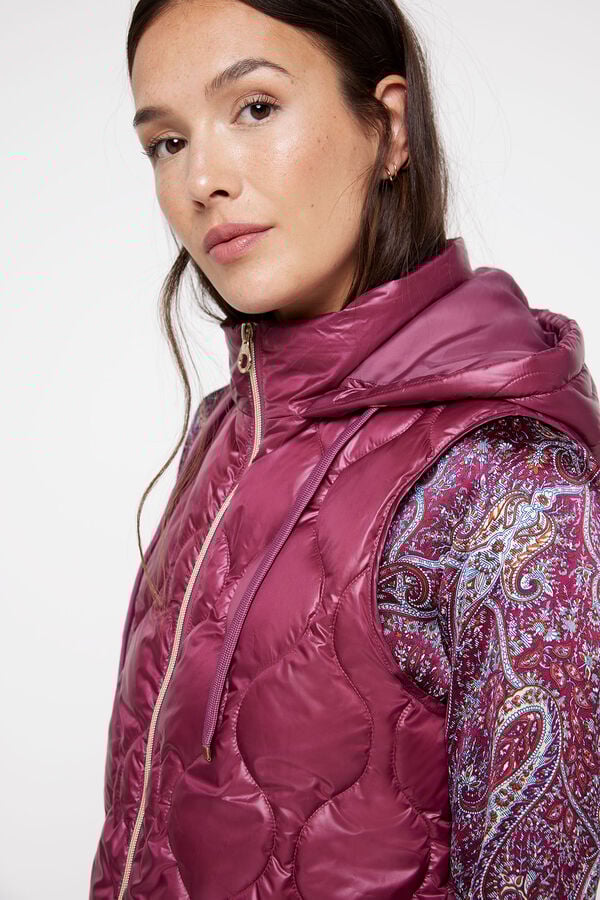 milano Colete acolchoado capuz P&uacute;rpura