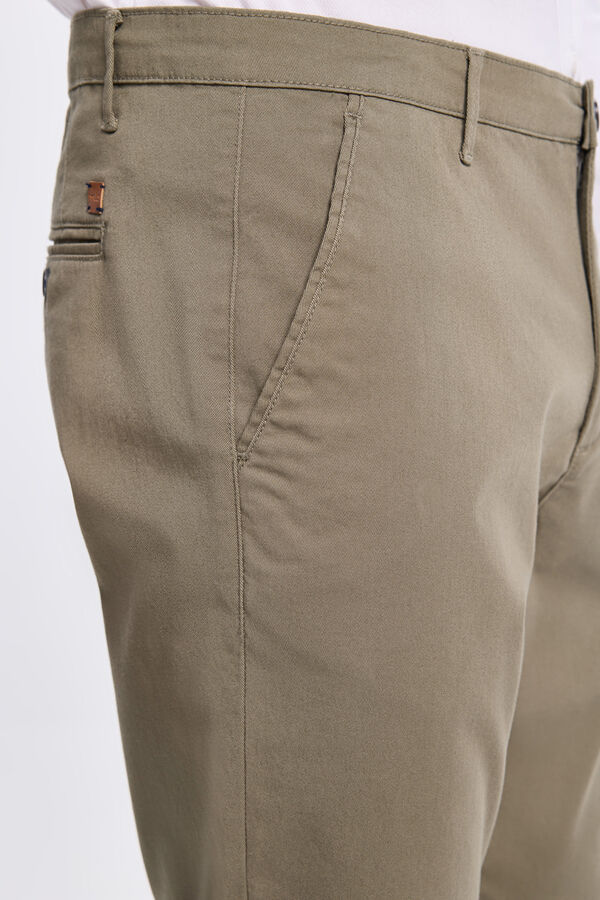 Milano Pantalón Chino Liso Slim Cáqui escuro