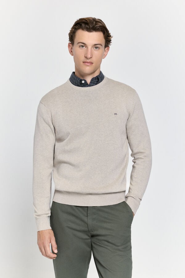 Milano Camisola básico de gola caixa Bege