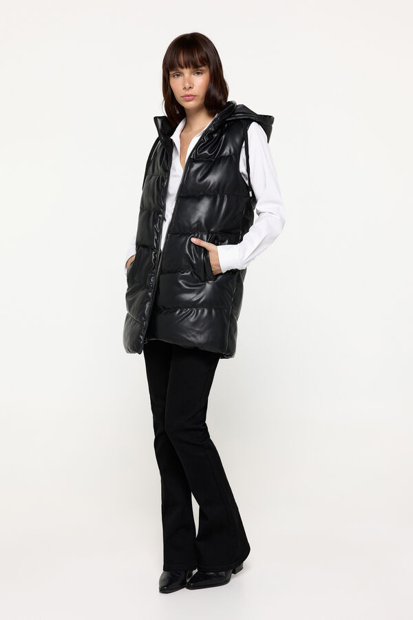 Milano Chaleco acolchado efecto piel Negro