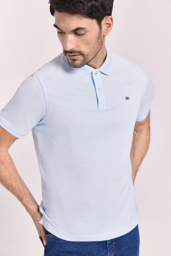 Pedro del Hierro Polo b&aacute;sico manga curta Azul claro