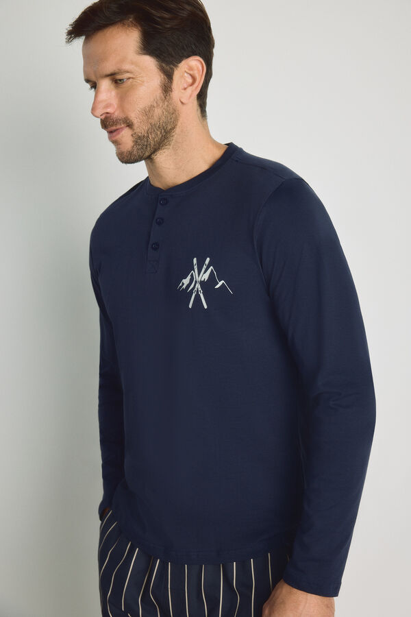 Milano Pijama punto y tela Navy