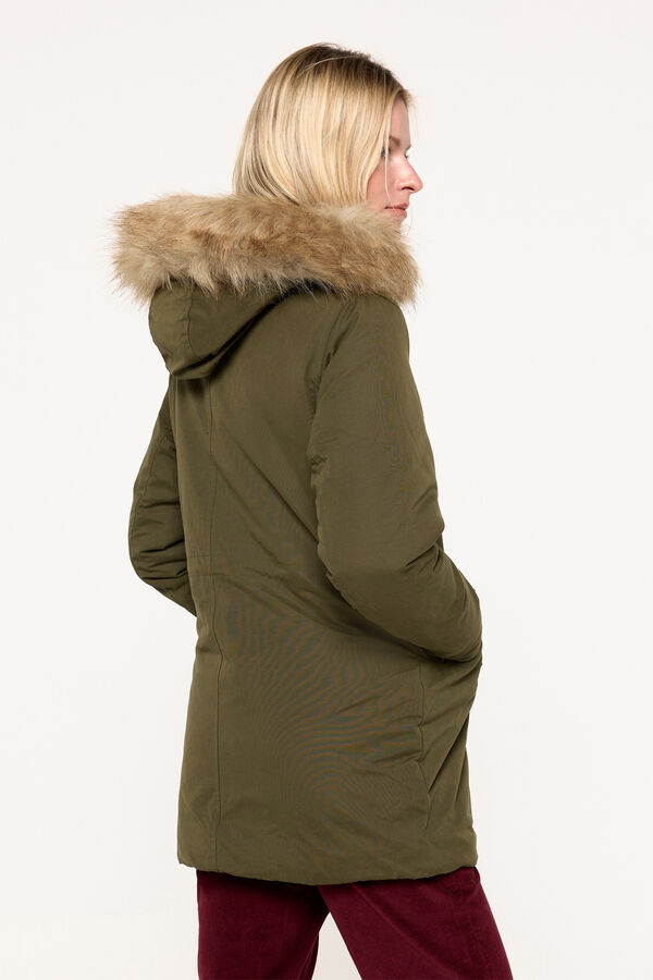 Milano Parka gruesa acolchada con cuello efecto pelo Verde