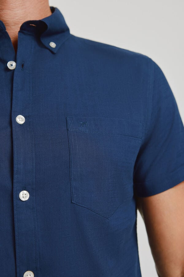Milano Camisa lisa de manga curta Marinho