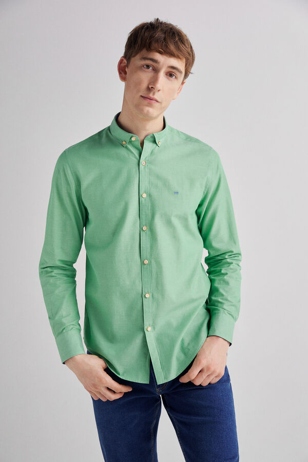Fifty Outlet Camisa popelina lisa Verde escuro