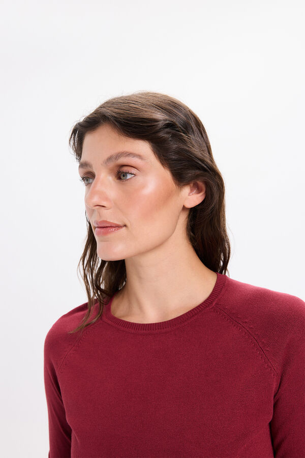 Milano Camisola básico de liso malha Bordeaux