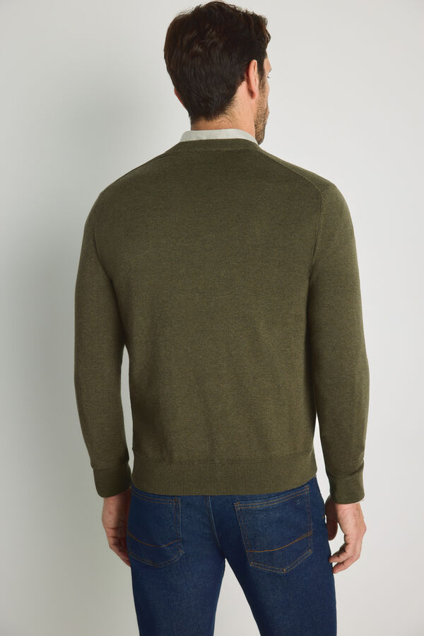 Pedro del Hierro Jersey cuello pico Kaki Oscuro
