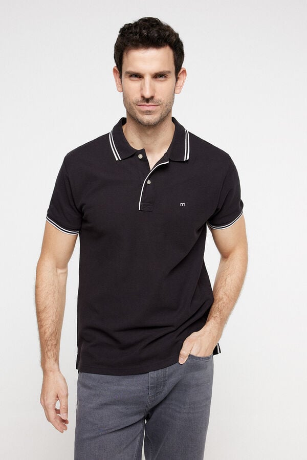 Fifty Outlet Polo Tipping Contraste Preto