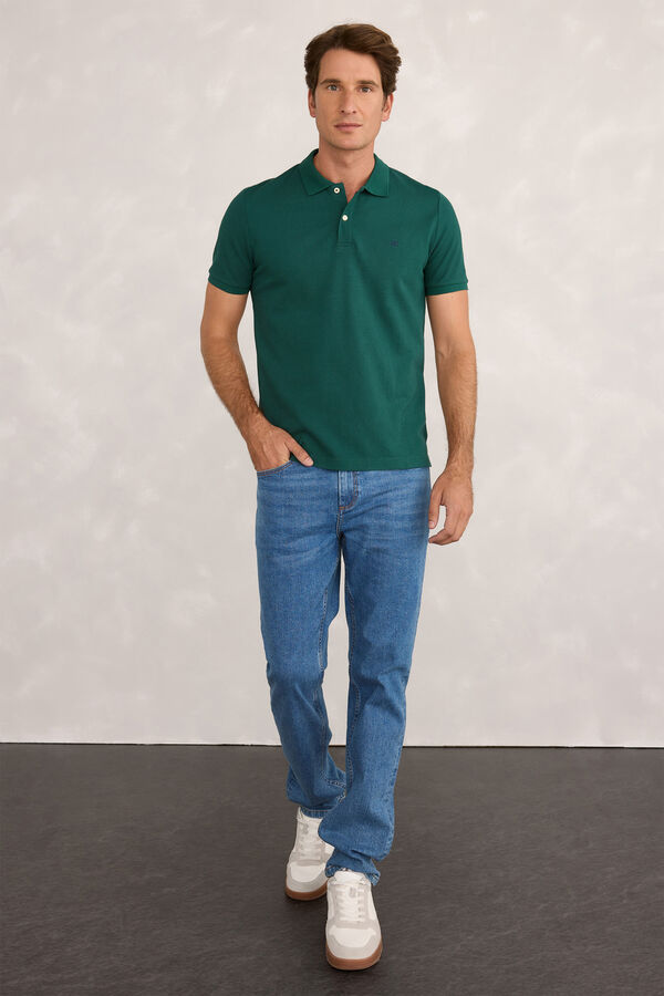 Pedro del Hierro Polo básico de manga curta Verde escuro