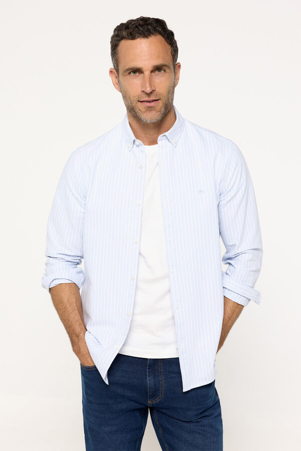 Milano Camisa oxford riscas Azul