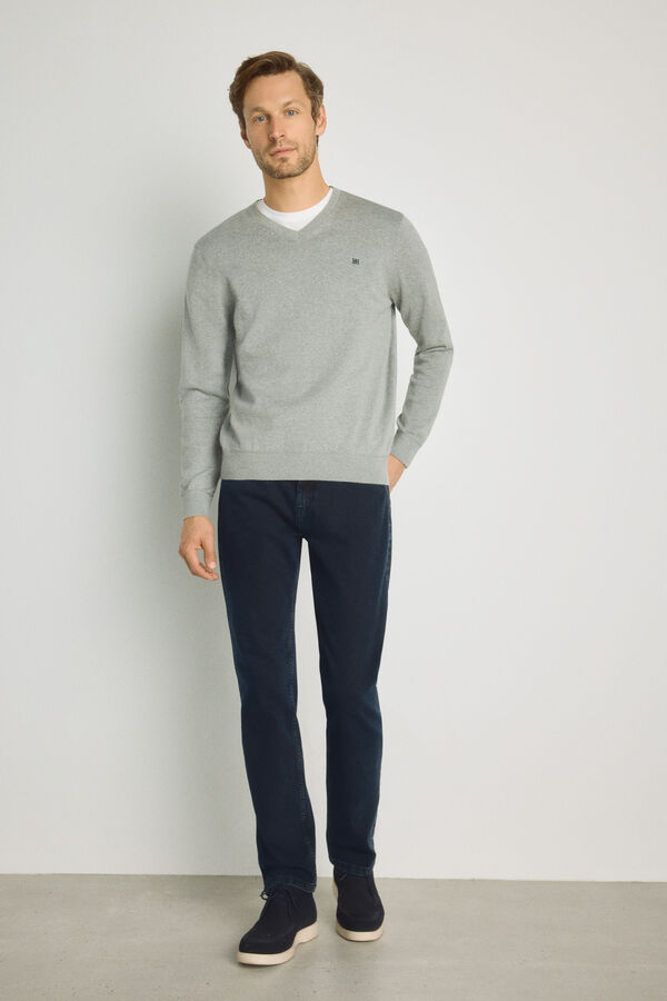 Pedro del Hierro Camisola gola em bico Cinza medio