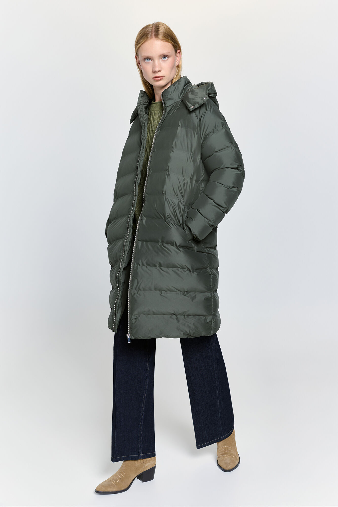 Milano Abrigo largo acolchado capucha