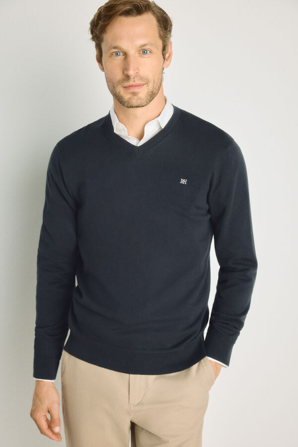 Pedro del Hierro Camisola gola em bico Marinho