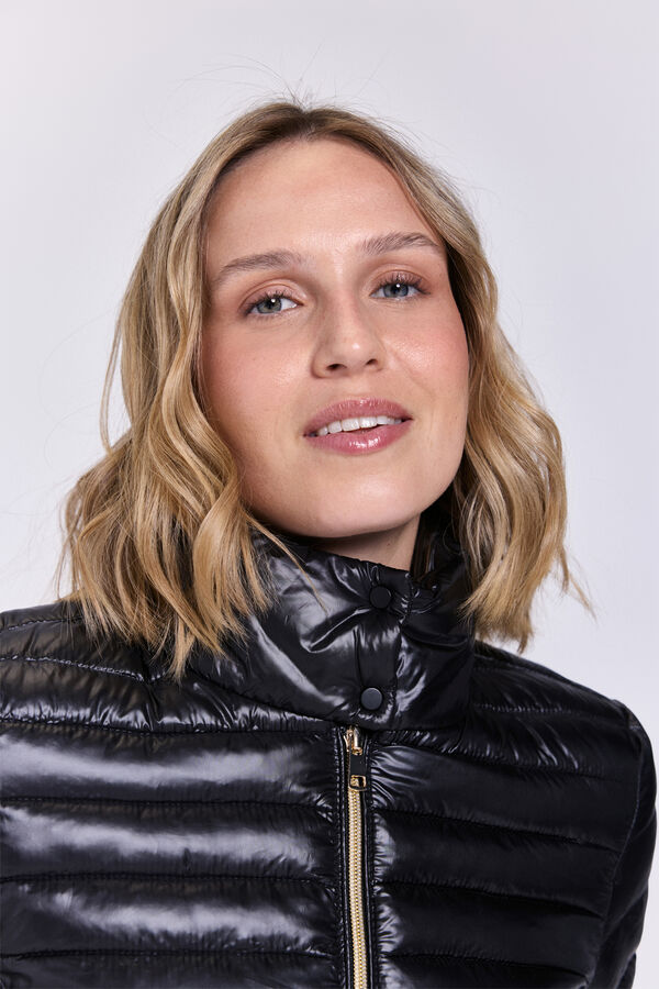 Milano Casaco curta acolchoada estilo casaco de penas Preto