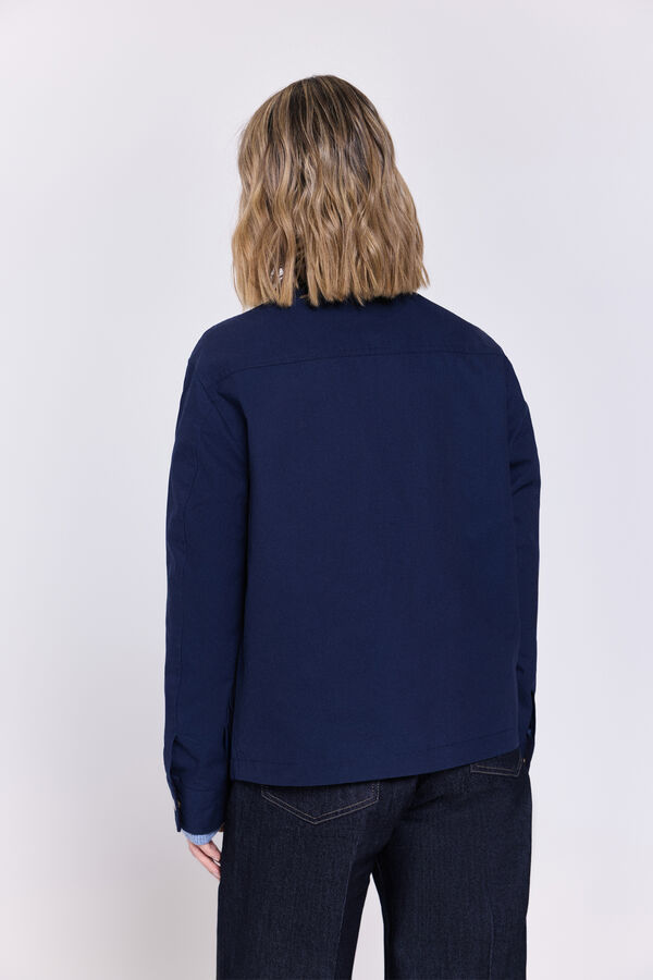 Milano Sobretudo estilo barbour com gola de veludo cotelê Marinho