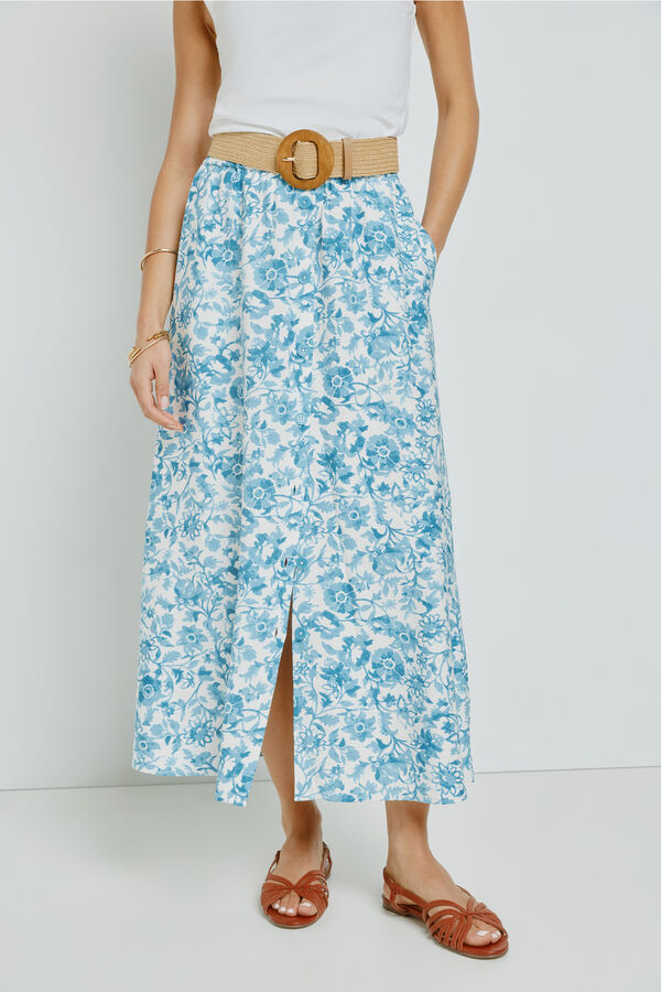 Milano Saia comprida abotoada estampada Azul