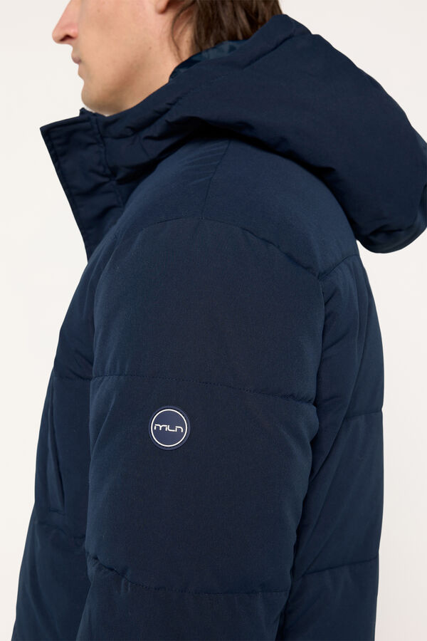 Milano Parka acolchoada com capuz Marinho
