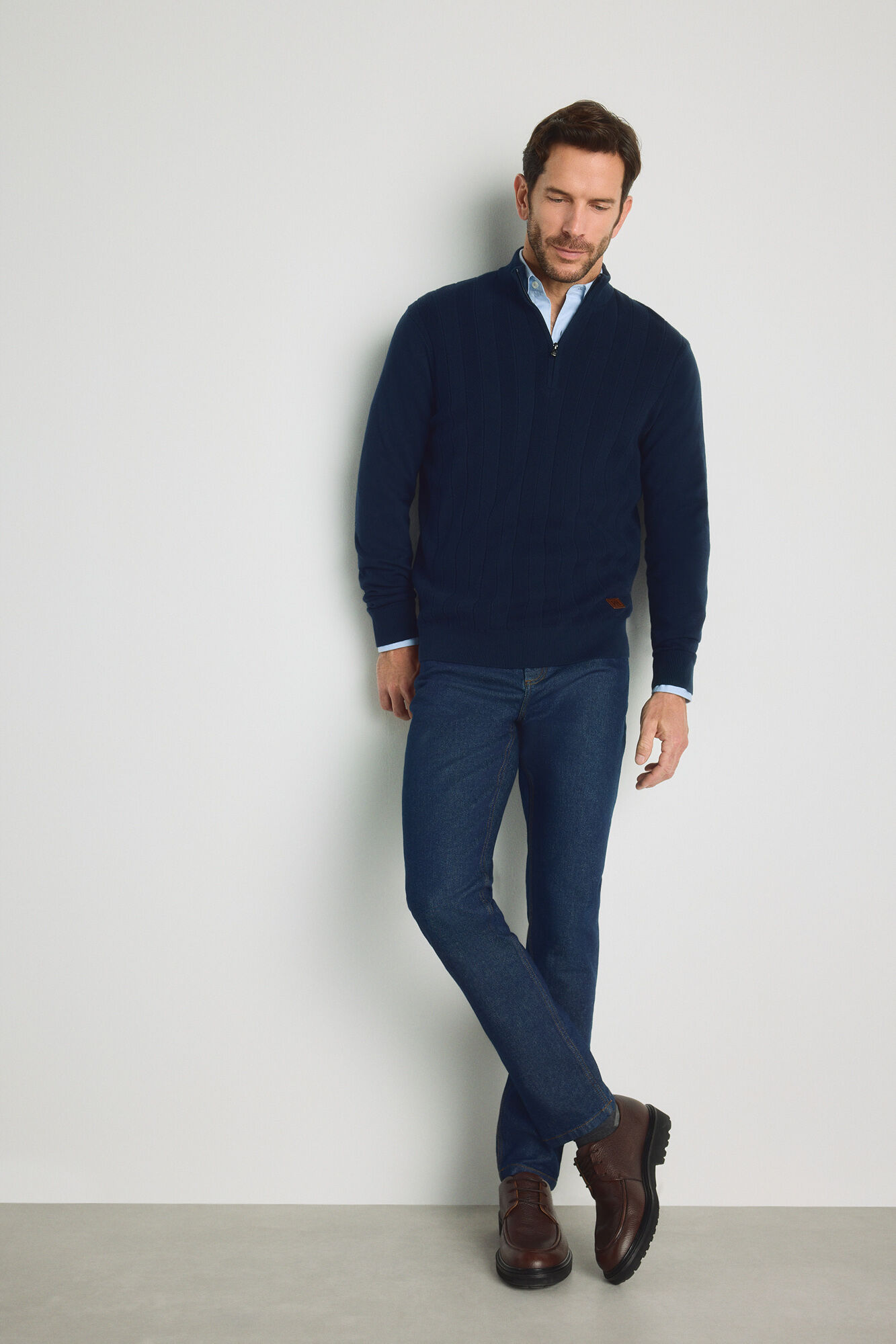 Pedro del Hierro Camisola gola semicisne com fecho-&eacute;clair
