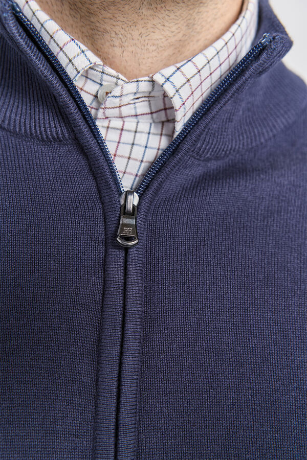 Pedro del Hierro Casaco de malha de algodão com fecho-éclair Marinho