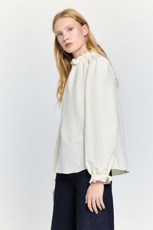 Milano Camisa fluida con cuello y puños elásticos Marfil