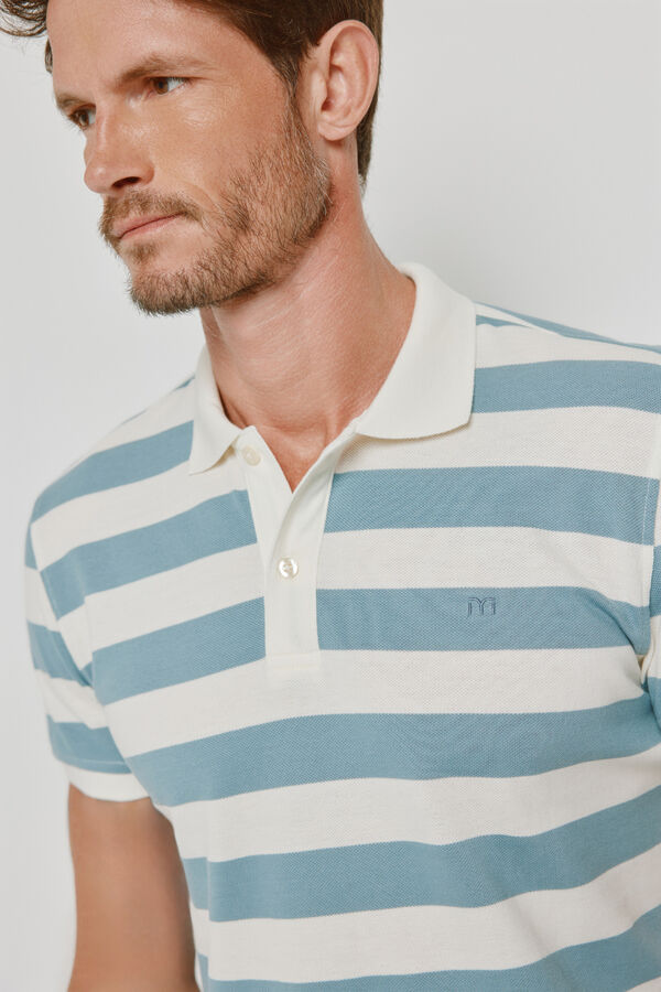Milano Polo de riscas de manga curta Azul