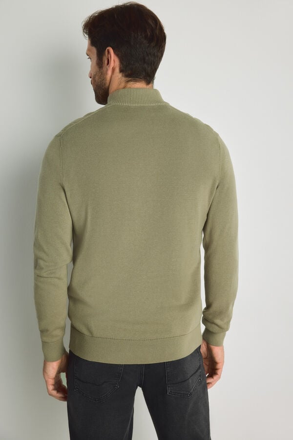 Pedro del Hierro Camisola gola semicisne com fecho-&eacute;clair C&aacute;qui