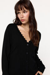 Milano Cardigan de punto de viscosa con detalle ondas Negro