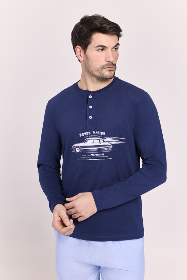 Milano Pijama punto y tela Navy