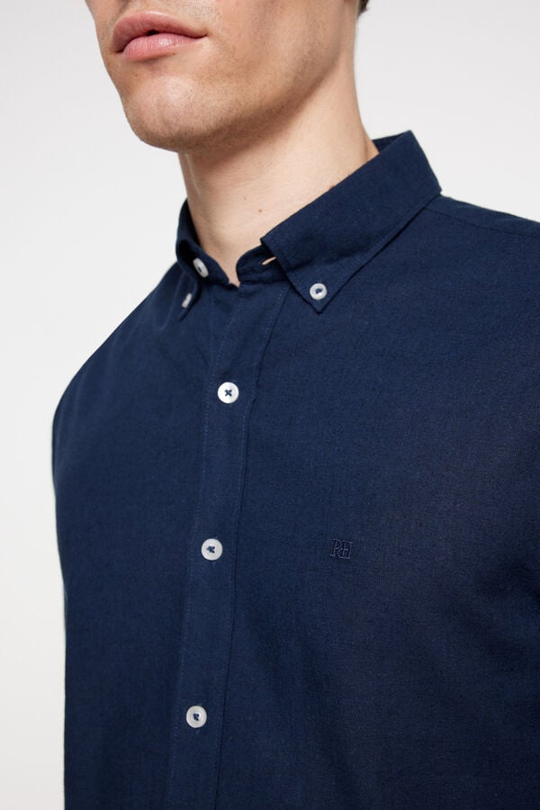 Fifty Outlet Camisa Lino Lisa. Navy