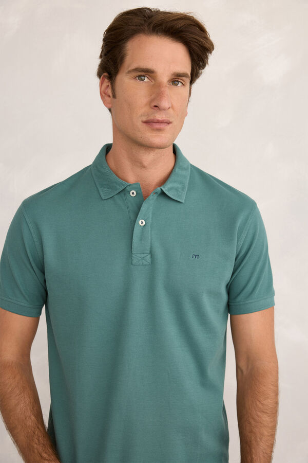 Milano Polo piqu&eacute; de manga curta Azul turquesa