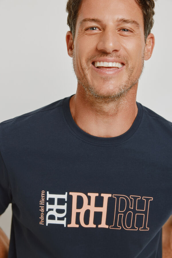 Pedro del Hierro T-shirt de manga curta estampada Marinho