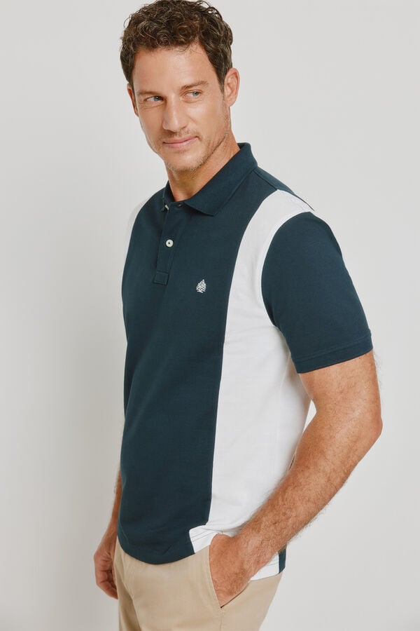 Springfield Polo de riscas de manga curta Azul