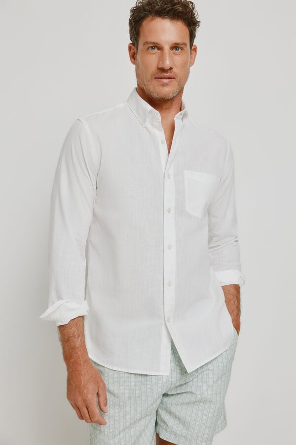 Pedro del Hierro Camisa lisa de manga comprida Branco
