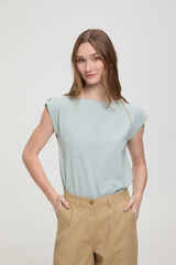 Milano T-shirt com bot&otilde;es nos ombros Verde