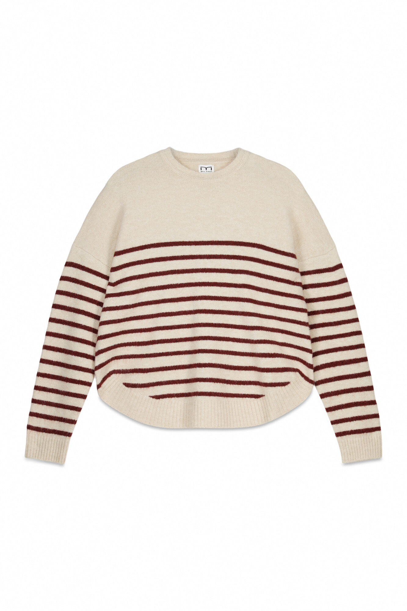 Milano Camisola de riscas gola redonda